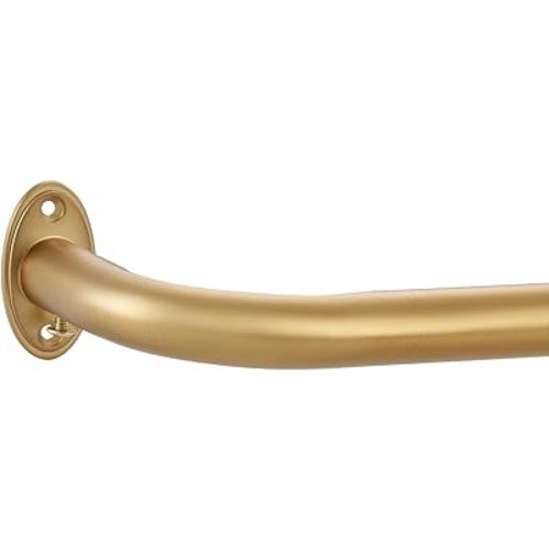 Room Darking Curtain Rod, 28-84 Inch Adjustable Window Curtain Rods Wrap Around 1inch Diameter Single Splicing Curtain Rod, Warm Gold