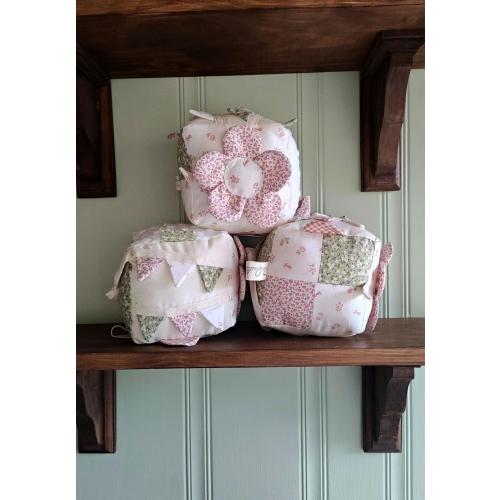 Baby Fabric Sensory Cube | Vintage Floral Baby Crinkle Toy | Soft Activity Block for Tummy Time | Baby Shower Girl Gift | Pink and Sage