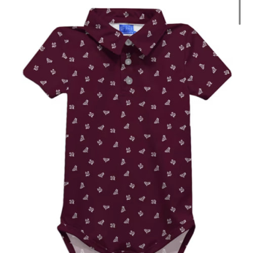 Vive La Fete Texas A&M Aggies Baby MAROON Theo Polo Romper - 16160030