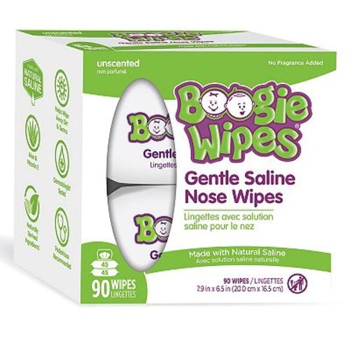 Boogie Brand Saline Nose Wipes Unscented 90 Ct