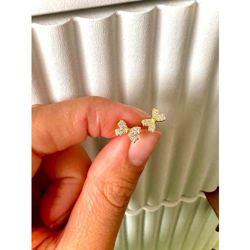 14k Gold Mini Bow Stud Earrings: Elegant Screw Back Studs