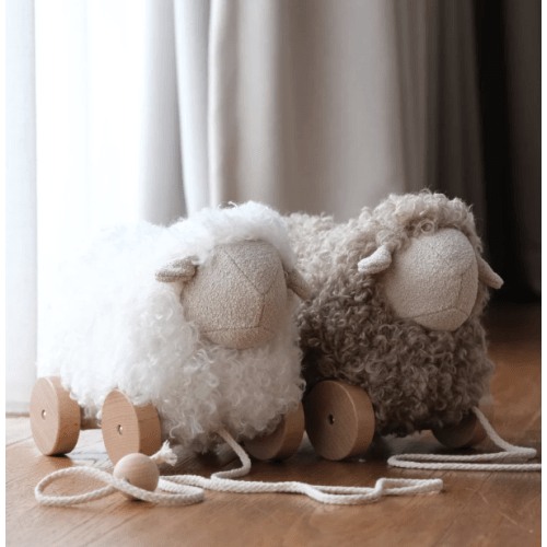 Pull-Along Sheep in Button Taupe