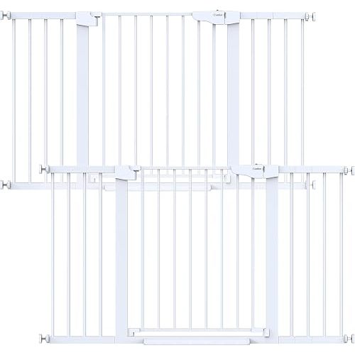 Cumbor 2 Pack 30-54" Baby Gate for Stairs, Auto Close Dog Gate Indoor White