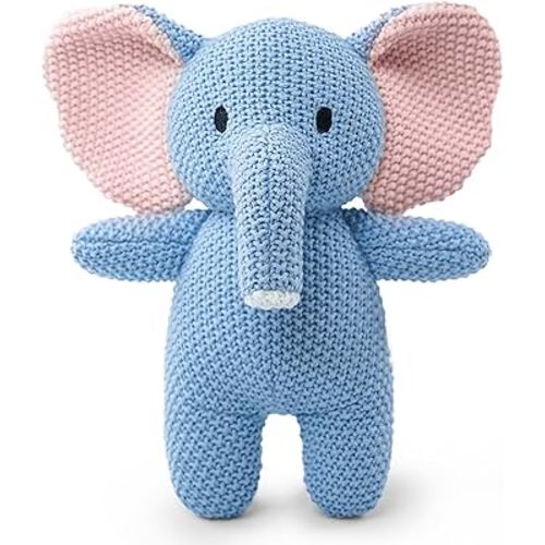 Cute Knitted Elephant Stuffed Animals, Baby Crochet Stuffed Animal Soft Toys. Cute Small Animal Dolls, 10 inch Elephant Plush Toy, Soft Toys for Babies, Boys and Girls Birthday Christmas