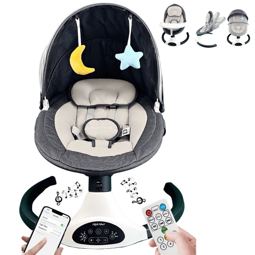 Electric Baby Swing for Infants & Toddler, Portable Babies Swinger for Newborn Boy/Girl, Baby Bouncer Swing, Remote Control Bluetooth Music Speaker 5 Speeds, Baby Chair w/Safety Belt & 2 Toys (Black) - Walmart.ca