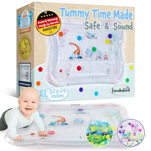 Premium Water Play Mat XXL – Award-Winning Inflatable Tummy Time Water Mat – Sensory & Motor Development Designed by Professional Educators – Certified 100% Baby-Safe Materials