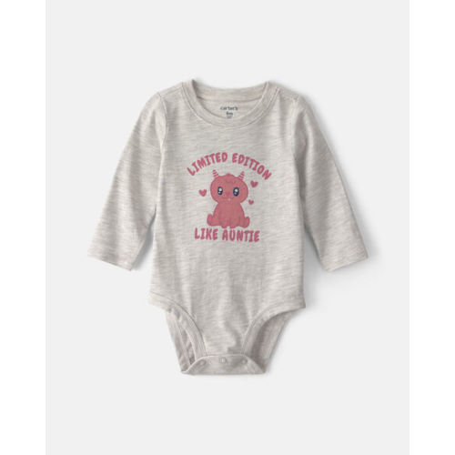 Baby Girl 'Limited Edition Like Auntie' Long-Sleeve Graphic Bodysuit - Grey | Carter's