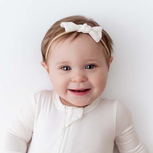 Bamboo Muslin Tiny Bow in Cloud