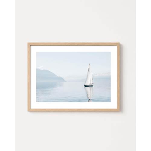 Blue Sailboat Wall Art - Modern Nautical Photography, Framed or Unframed Fine Art Print