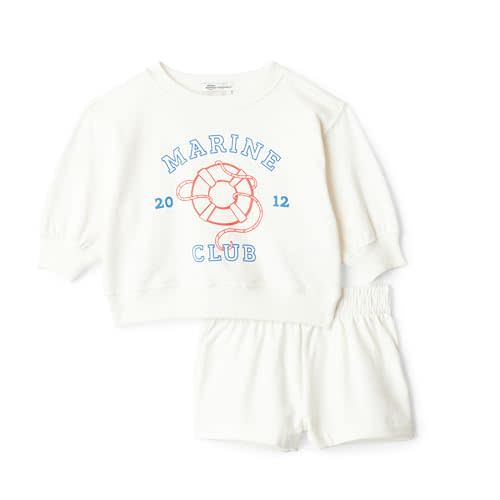 Amazon Essentials x Sofia Grainge Unisex Babies Toddlers and Kids' Sweatshirt and Shorts French Terry Play Set