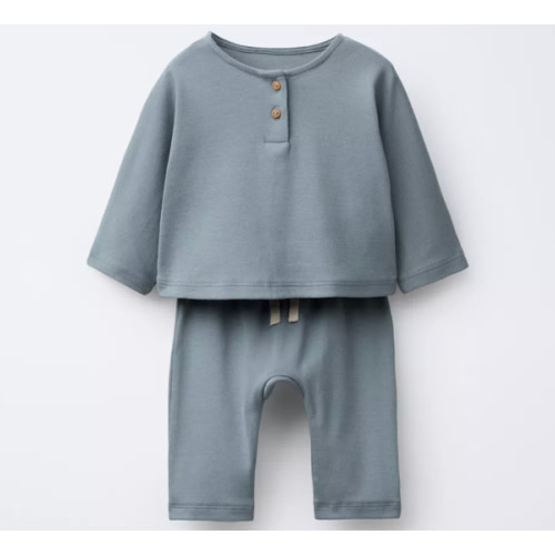 PLAIN T-SHIRT AND PANTS SET - Blue / Gray | ZARA United States