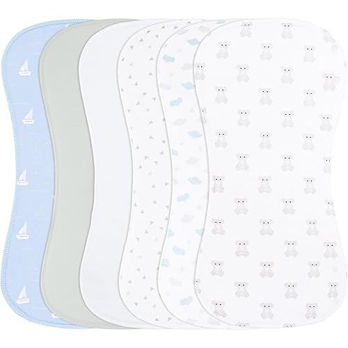2-in-1 Burp Cloths and Baby Bibs - 6 Pack Large Super Absorbent Soft Cotton Burping Cloths for Spit Up, 3 Layers Thick Baby Burp Rags for Girls & Boys