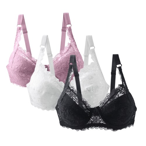 Gkeoshab Nursing Bras 3PC Women's Wireless Bra Set Assorted Print Soft Comfort Bralette Nylon Spandex G 90D
