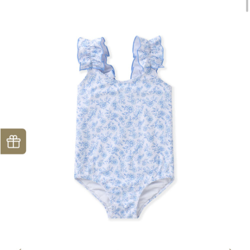 Blue Floral One Piece Swim