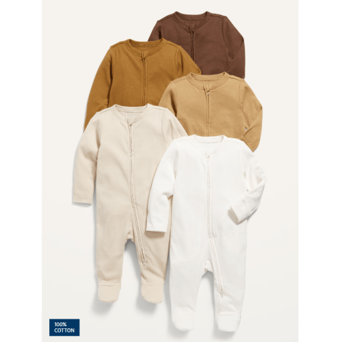 3-6 mo Unisex 2-Way-Zip Sleep & Play Footed One-Piece 5-Pack for Baby