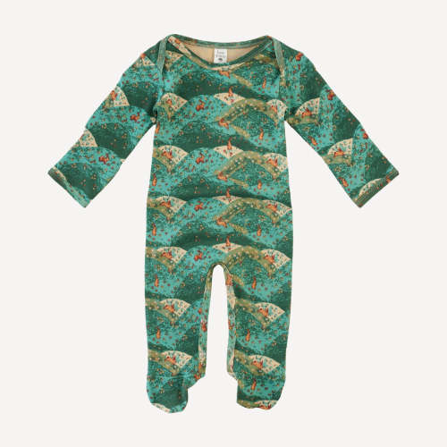 long sleeve lap neck footie | bunny fields | organic cotton interlock – kate quinn