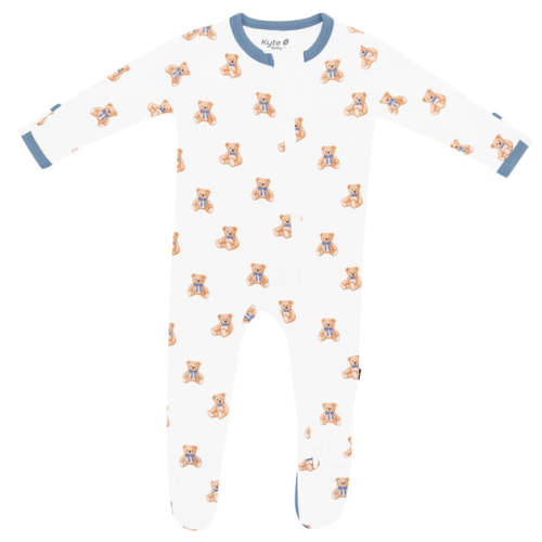 Zippered Footie - Teddy Bear | The Little Lane Shop
