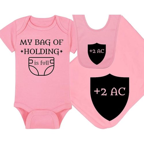 Bag Of Holding Baby Onesie, Bib & Blanket Set - Gift Bundle For Tabletop Gamer