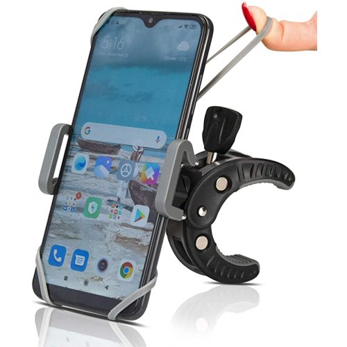 Baby Stroller Phone Holder, Shopping Cart, Golf Cart, Push Cart, Bike Phone Mount, for Motorcycle, Scooter, ATV, Boat, Spin Bike, Treadmill, Handlebar- Universal- iPhone, Cell Phone Clamp (Grey)