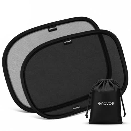 Enovoe Car Window Shades for Baby (4 Pack) - 21"x14" - Sun Shade Blocker, Cling - Glare Shield and UV Rays Protection for Your Child - Side Windows Screens for SUV- Mesh Window Shades for Car Baby