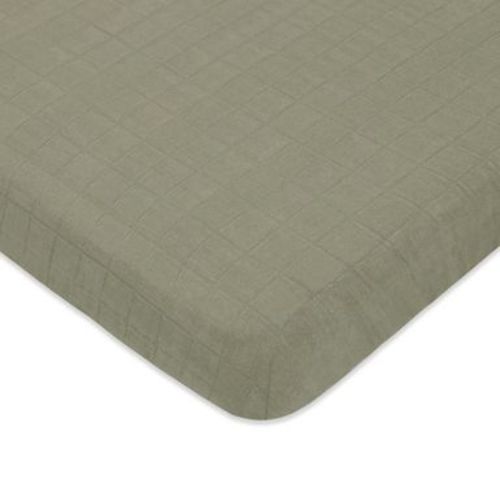 Babyletto Mini Crib Sheet in GOTS Certified Organic Muslin Cotton - Matcha