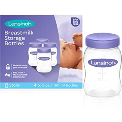 Lansinoh Breastmilk Storage Breast Pump Bottles, 4 Count