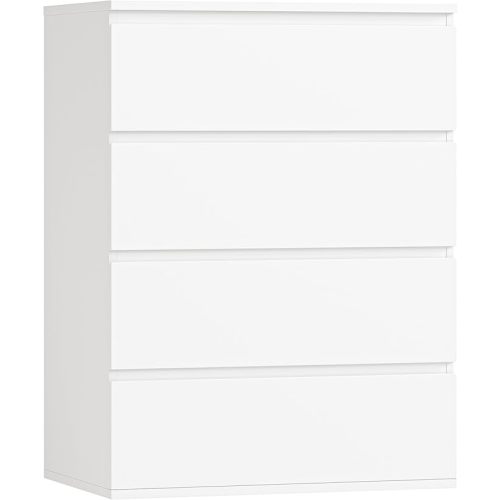 FOTOSOK 4 Drawer Dresser, White Dresser Modern Storage Chest of Drawers 23.6L x 15.7W x 31.5H in, White Storage Cabinet with 4 Drawers for Home Office