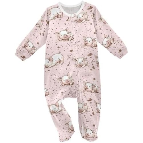 vvfelixl Funny Cows Milk Baby Sleepers For Girl Boys Newborn Baby Play One-Piece Footies For 0-24 Months