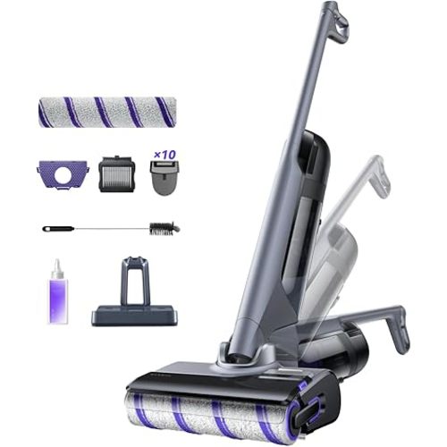 NARWAL S30 Pro Wet Dry Vacuum Cleaner with 20000Pa Suction, Cordless Vacuum Mop for Hard Floors, Tangle-Free Hair-Cutting, 180° Lie Flat, 194°F Self-Cleaning, Disposable Waste Bag, Edge Cleaning