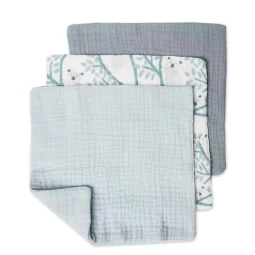 Love to Dream Muslin Baby Washcloth 3 Pack, 100% Organic Cotton, Highly Absorbent & Quick Drying Multi-Layer Infant Face Cloths, Eco-Friendly, White Year of the Horse, 10" x 10