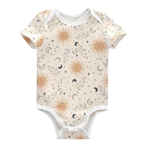 Magic Constellations Moons Star Baby Unisex Baby Cotton Short-Sleeve Bodysuits 0-24 Months