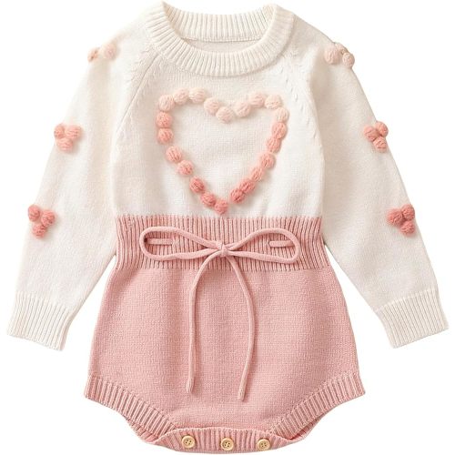 Karwuiio Toddler Infant Baby Girl Knit Sweater Romper Long Sleeve One Piece Jumpsuit Fall Winter Clothes
