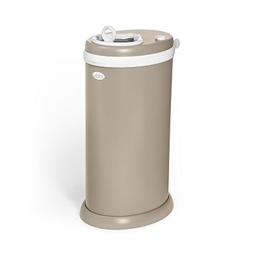 Ubbi Stainless Steel Diaper Pail, Odor Locking, No Special Bag Required, Award-Winning, Registry Must-Have, Matte Taupe
