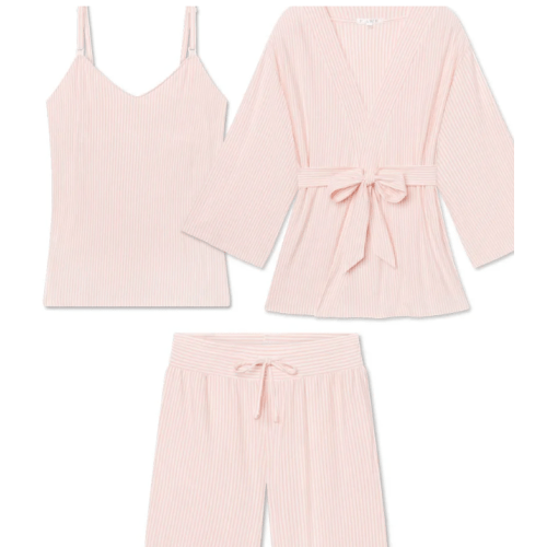 DreamModal Pajamas | English Rose Pencil Stripe Maternity Kimono Bundle