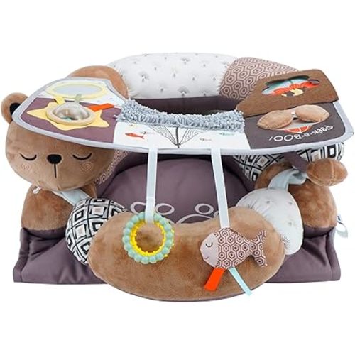 Lovvie & Joy 2-in-1 Tummy Time Mat & Seated Support Pillow,Baby Tummy Time Pillow Support for Newborns and Older Babies,with Detachable Support Pillow and Toys Bear