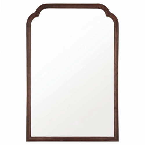 WallBeyond Arched Wood Frame Wall Mirror, Decorative Bathroom Vanity Mirror with Tempered Glass for Bedroom Entryway Living Room, 24"×36", Walnut B