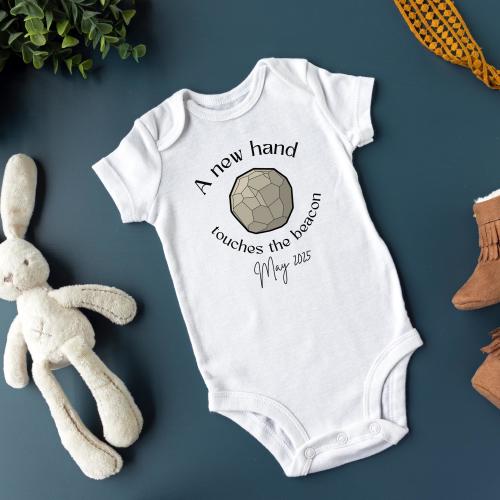 Personalized Infant Onesie - A New Hand Touches the Beacon | Meridia's Beacon - Elder Scrolls Skyrim Baby Clothes with Customizable Date