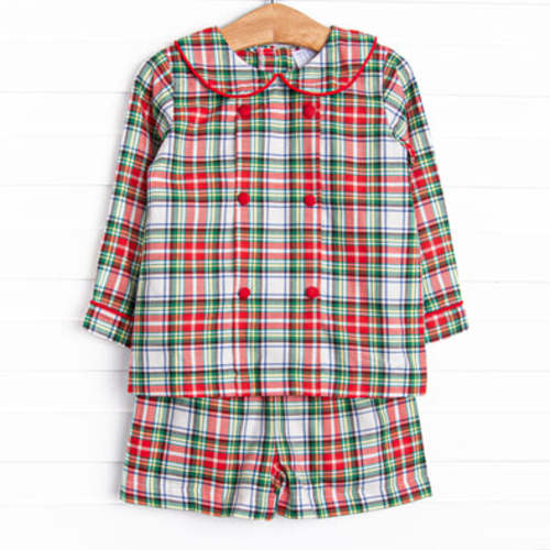 Bleu: Clark Classic Long Sleeve Short Set, Red Plaid – Stitchy Fish