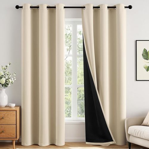 MIULEE Cream Beige 100% Blackout Curtains for Bedroom 40x84 Inch Long