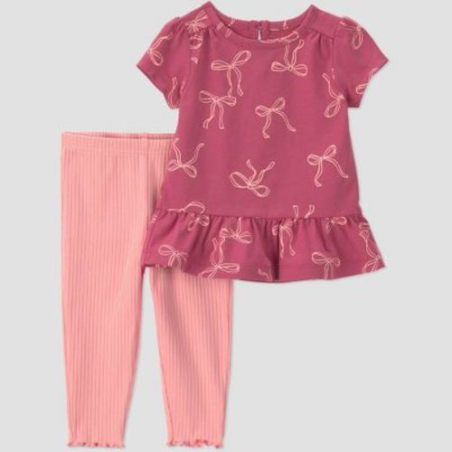 Carter's Just One You® Baby Girls' 2pc Bow T-Shirt and leggings Set - Pink 3M