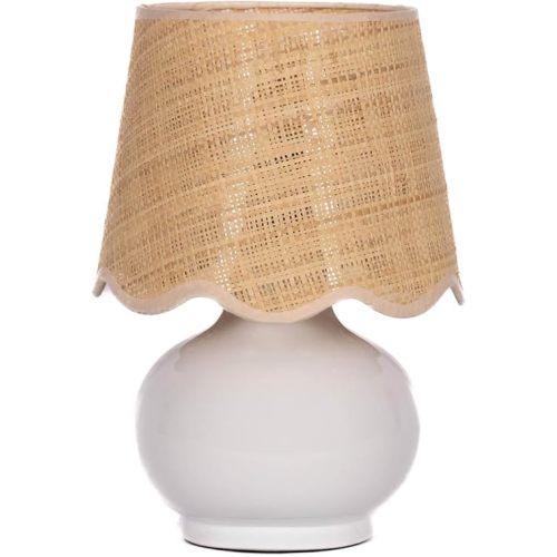 TORONATA Benton Ceramic Table Lamp with Fabric Shade – 13" Bedside Accent Lamp for Bedroom, Living Room & Nightstand (White)