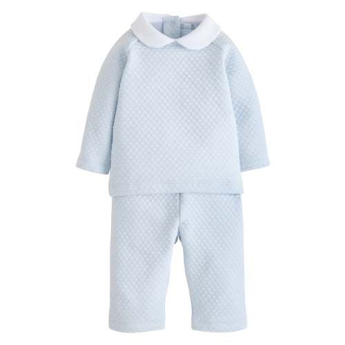 Quilted Pant Set - Light Blue