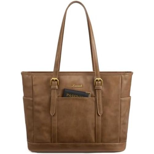 LOVEVOOK Tote Bag For Women,Retro Soft Leather Purse and Handbag for Women Multiple pockets,Shoulder Bag Teacher Travel Daily