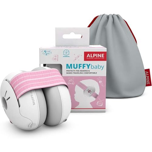 Alpine Muffy - Baby Ear Protection - CE & ANSI Certified - Soft & Comfortable Noise Cancelling Headphone up to 36 Months - Newborn Essentials Ear Muffs for Hearing Protection - Pink
