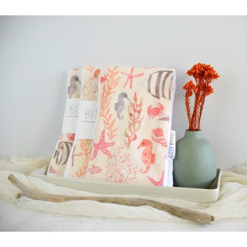 Baby Burp Cloth (Single)- Layette Gift- Ocean Themed Baby Gift  - Made in Maui, Hawaii USA