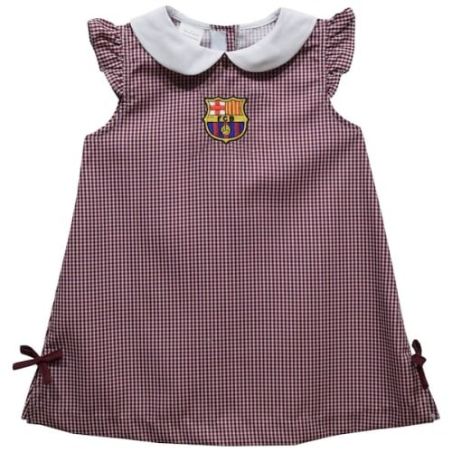 Barcelona Vive La Fete Girls Infant Gingham A-Line Dress - Maroon
