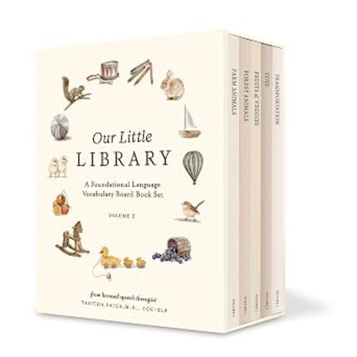 Our Little Library: A Foundational Language Vocabulary Board Book Set for Babies, Including Farm & Forest Animals, Fruits & Veggies, Toys & More (Tabitha Paige Children's Book Series)