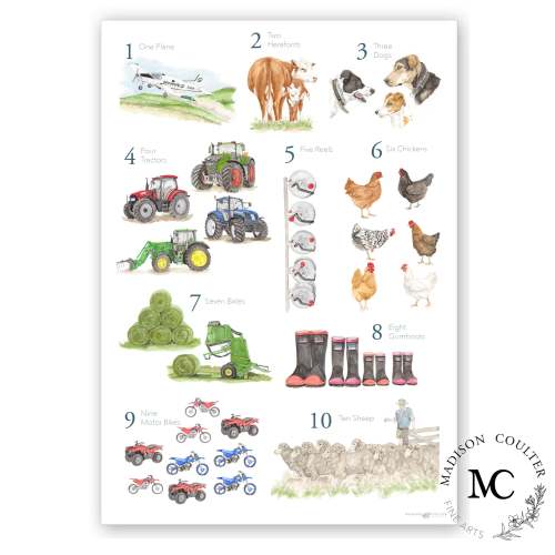 Farm Life Artistic 123 Poster