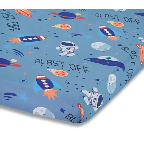 Baby Boy Fitted Crib Sheet Outerspace Adventures, 100% Soft Breathable Microfiber Baby Sheet, Fits Standard Size Crib Mattress 28in x 52in, Nursery Sheet
