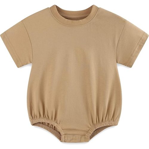 Baby Bubble Onesie Romper 100% Organic Cotton Clothes Short Sleeve Summer Solid Color T-Shirt Footless Outfits